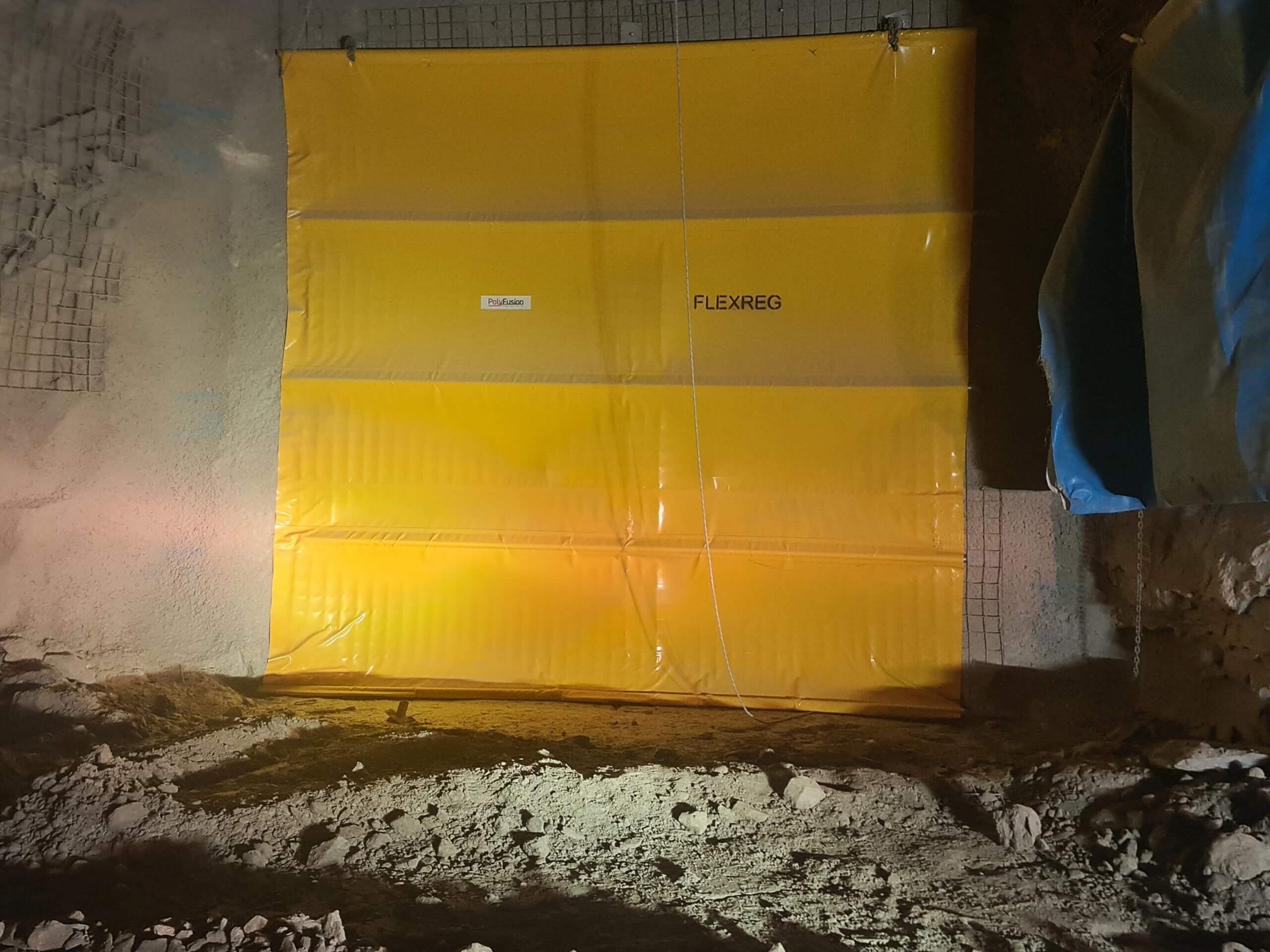 FlexReg mine ventilation regulator installed underground at Garden Well mine.