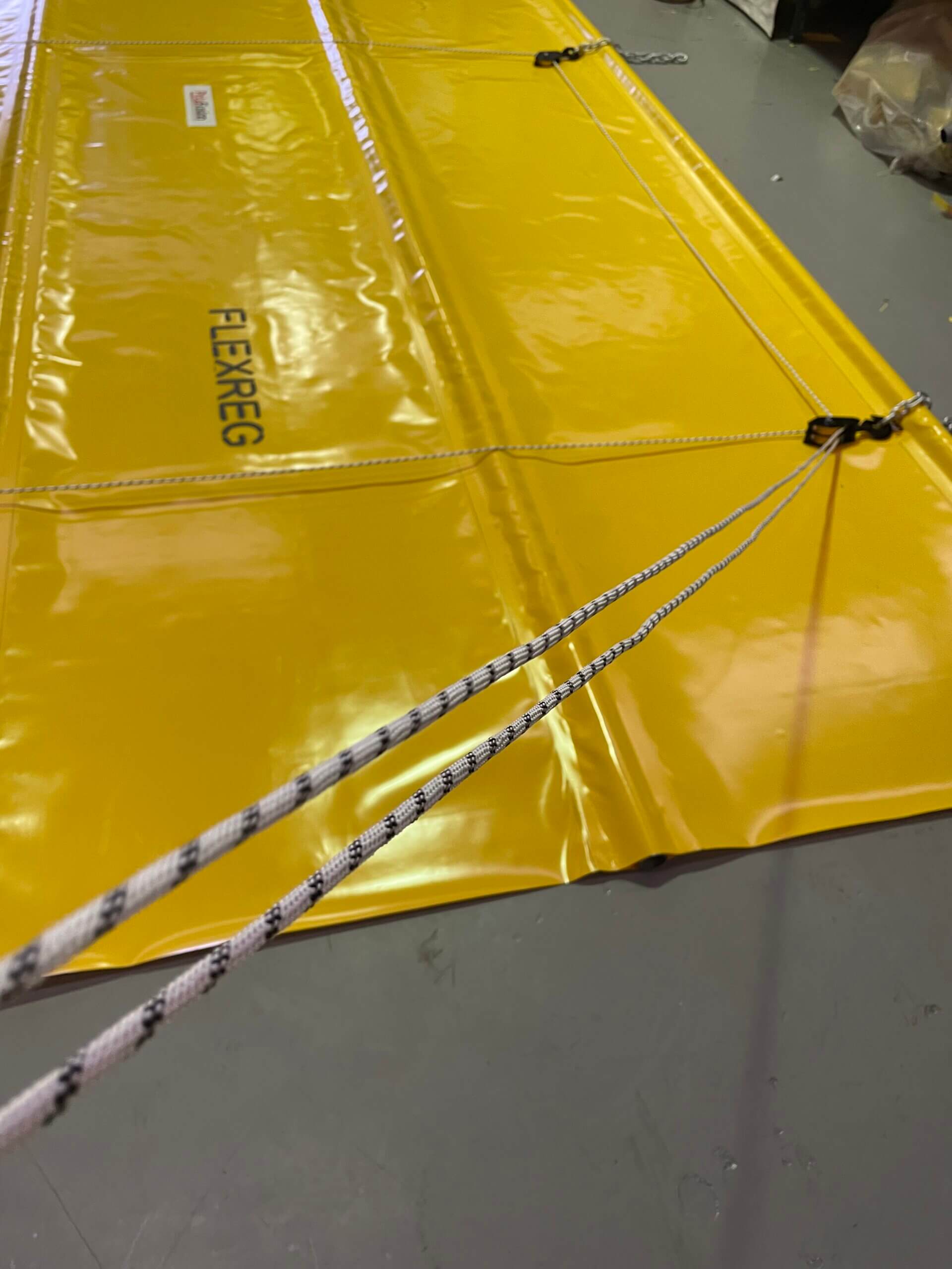 Close view of the FlexReg pulley and rope adjustment system used to raise and lower the ventilation regulator.